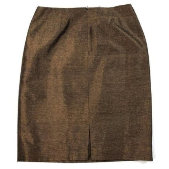 Carlisle Womens Silk Wool Pencil Skirt Size 8 Brown Bronze Sequin Embellished - Picture 3 of 9